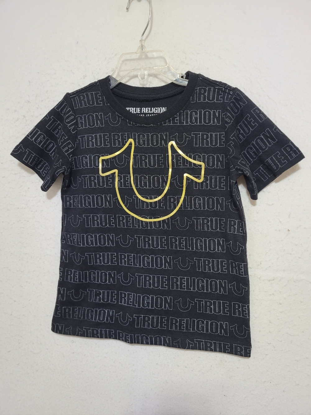 TRUE RELIGION LITTLE BOYS FOIL LOGO GRAPHIC T-SHIRT SIZE 5 BLACK